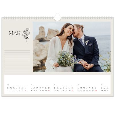 Calendrier photo A3 — Initiales fleuries [Mars]