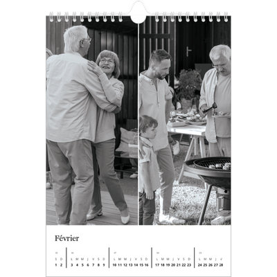 Calendrier photo A4 (20 x 30 cm) — Noir et blanc élégant [Février]