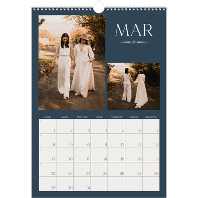 A3 Calendrier annuel — Ardoise et sérifs [Mars]