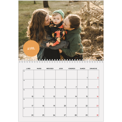 Calendrier photo A4 double (30 x 40 cm) — Gommettes photo [Avril]