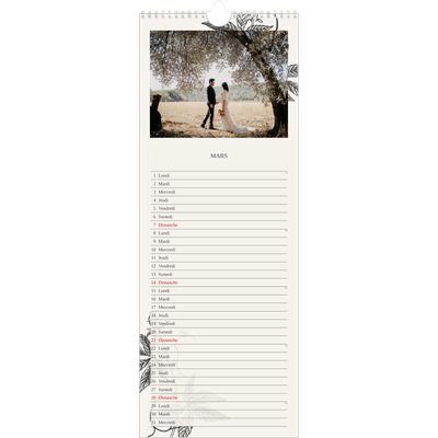 Calendrier mural long  — Encre & lierre [Mars]