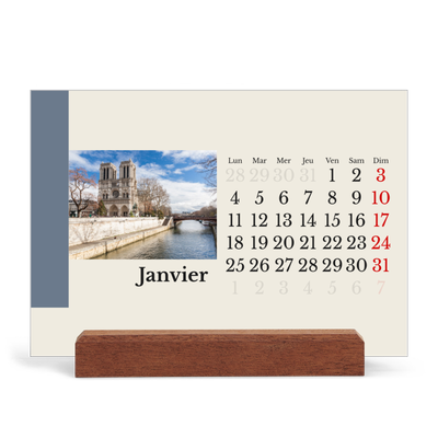 Calendrier de bureau support bois - paysage   — Vues du monde [Janvier]