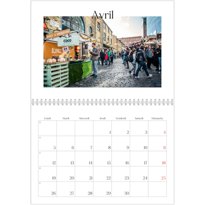 Calendrier photo A4 double (30 x 40 cm) — Mon carnet de voyage [Avril]