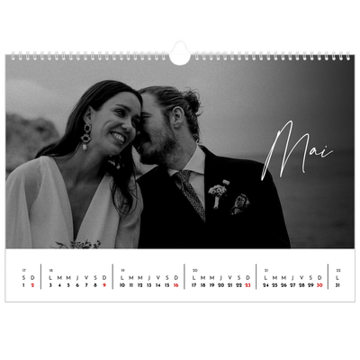 Calendrier photo A3 — Écriture élégante [Mai]
