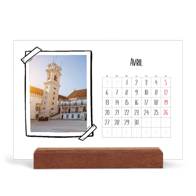 Calendrier de bureau support bois - paysage   — Instants d'album photo [Avril]