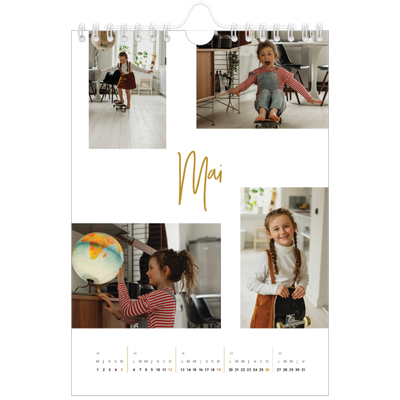 Calendrier photo A5 — Calligraphie dorée [couverture]