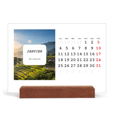 Calendrier de bureau support bois - paysage   — Toute l'histoire [Janvier]