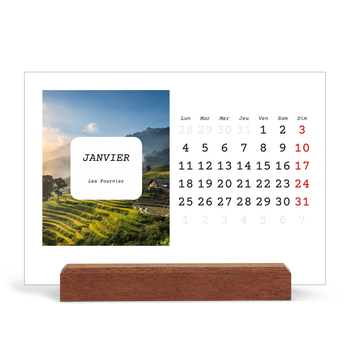 Calendrier de bureau support bois - paysage — Toute l'histoire