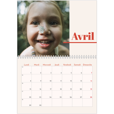 Calendrier photo A4 double (30 x 40 cm) — Inspiration 90 [Avril]