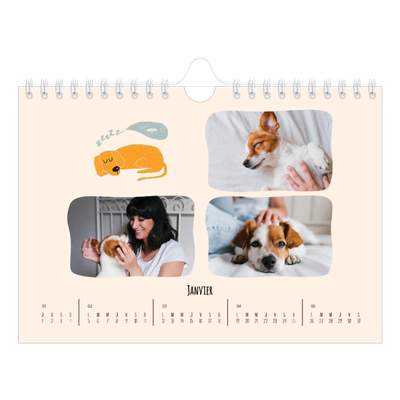 Calendrier photo A5 — Pattes de chien et gribouillis [Janvier]