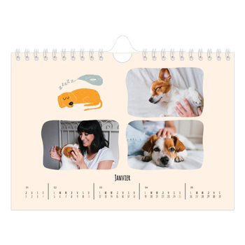 Calendrier photo A5 — Pattes de chien et gribouillis