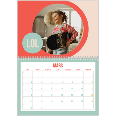 Calendrier photo A4 double (30 x 40 cm) — Fun et moderne [Mars]