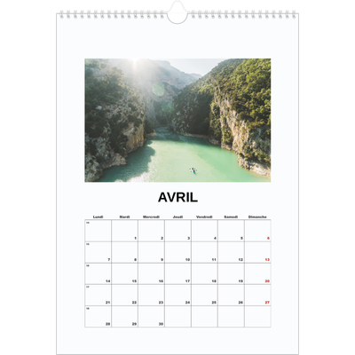 A3 Calendrier annuel — Simple photo [Avril]