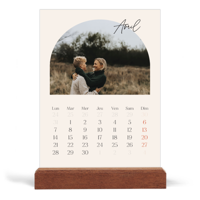 Calendrier de bureau support bois - portrait  — Arche de souvenirs [Avril]