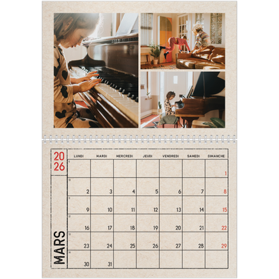 Calendrier photo A4 double (30 x 40 cm) — Craft effet tampon [Mars]