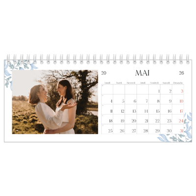 Calendrier de bureau — Romance en bleu et blanc [couverture]