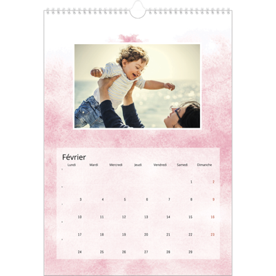 A3 Calendrier annuel — Effet aquarelle [Février]