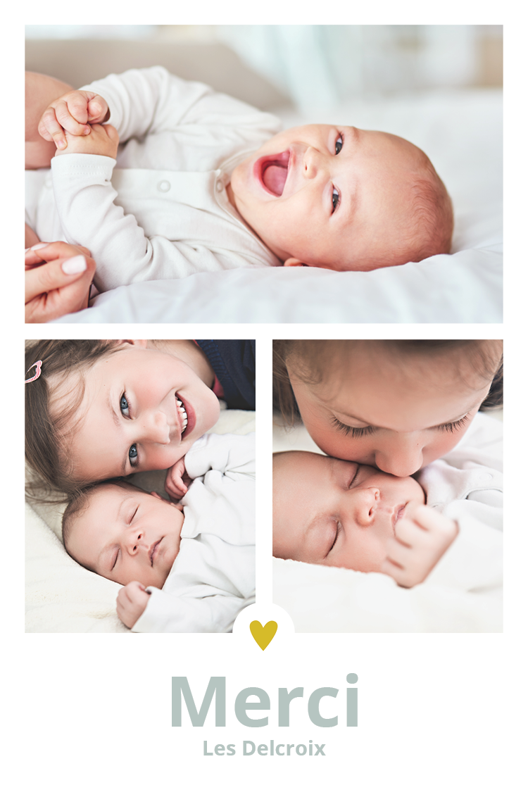 Carte de remerciement — Cœur doré