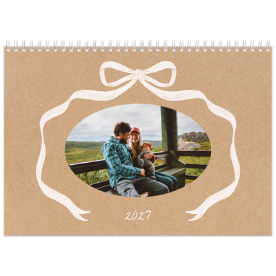 Calendrier photo A4 double (30 x 40 cm) — Kraft et nœud [couverture]