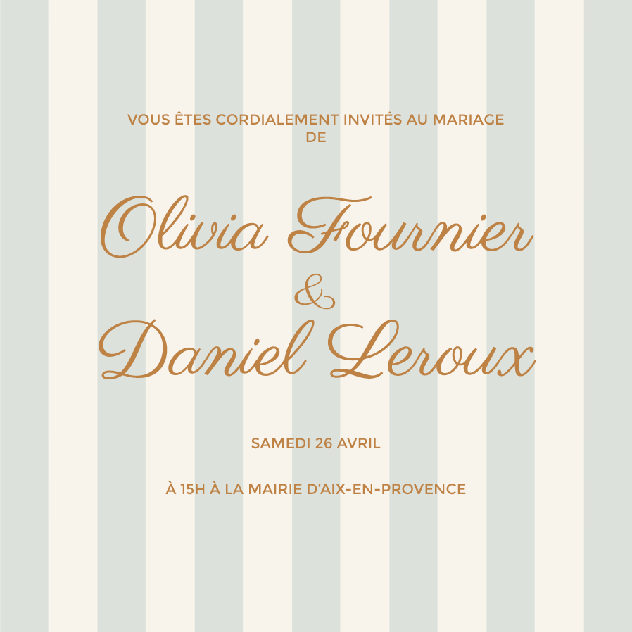 Cartons d'invitation — Lettrages et rayures