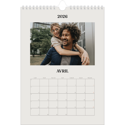 Calendrier photo A4 (20 x 30 cm) — Ivoire simple [Avril]