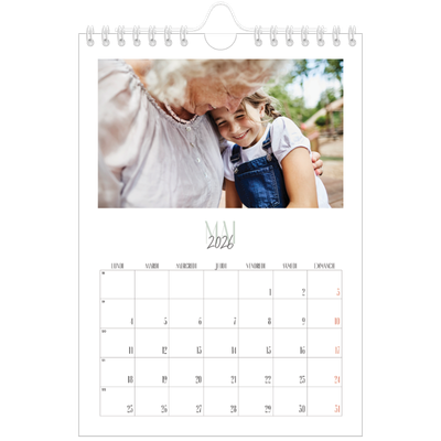 Calendrier photo A5 — Mix de typographies [couverture]