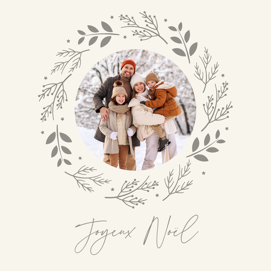 Faire-part & Cartes — Couronne de Noël - fond beige