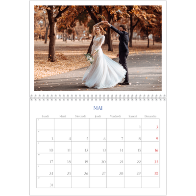 Calendrier photo A4 double (30 x 40 cm) — Classique cobalt [Mai]