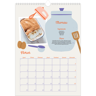 A3 Calendrier annuel — Une année de recettes [Février]