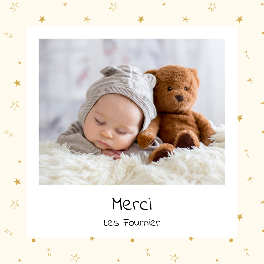 Carte de remerciement — Notre petite étoile