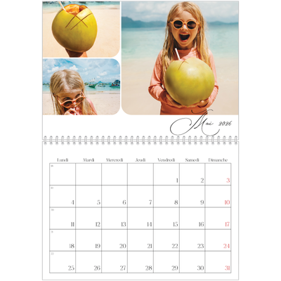 Calendrier photo A4 double (30 x 40 cm) — Instantanés et calligraphie [couverture]
