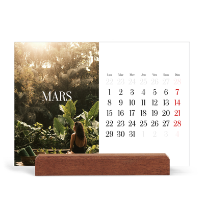 Calendrier de bureau support bois - paysage   — Évasion sans fin [Mars]