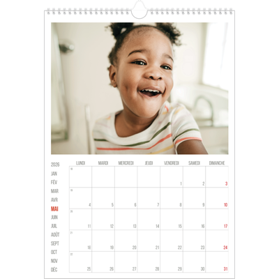 A3 Calendrier annuel — Accent rouge [couverture]