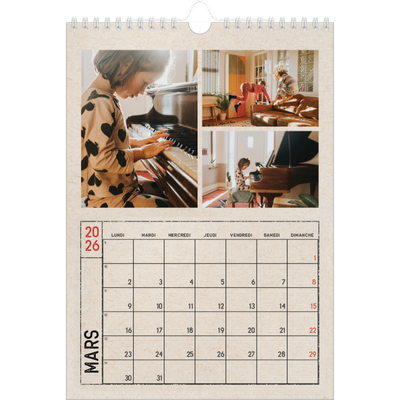 Calendrier photo A4 (20 x 30 cm) — Craft effet tampon [Mars]