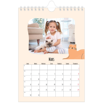 Calendrier photo A5 — Pattes de chat et gribouillis [Mars]