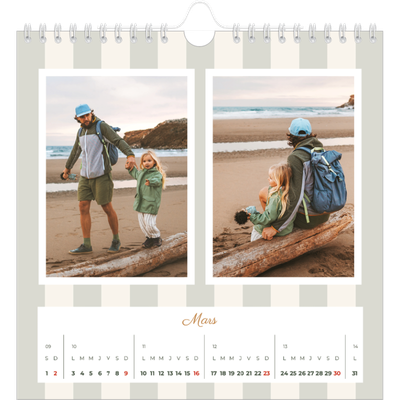 Calendriers annuels carré — Lettrages et rayures [Mars]