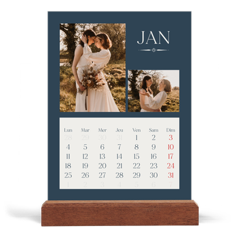Calendrier de bureau support bois - portrait — Ardoise et sérifs