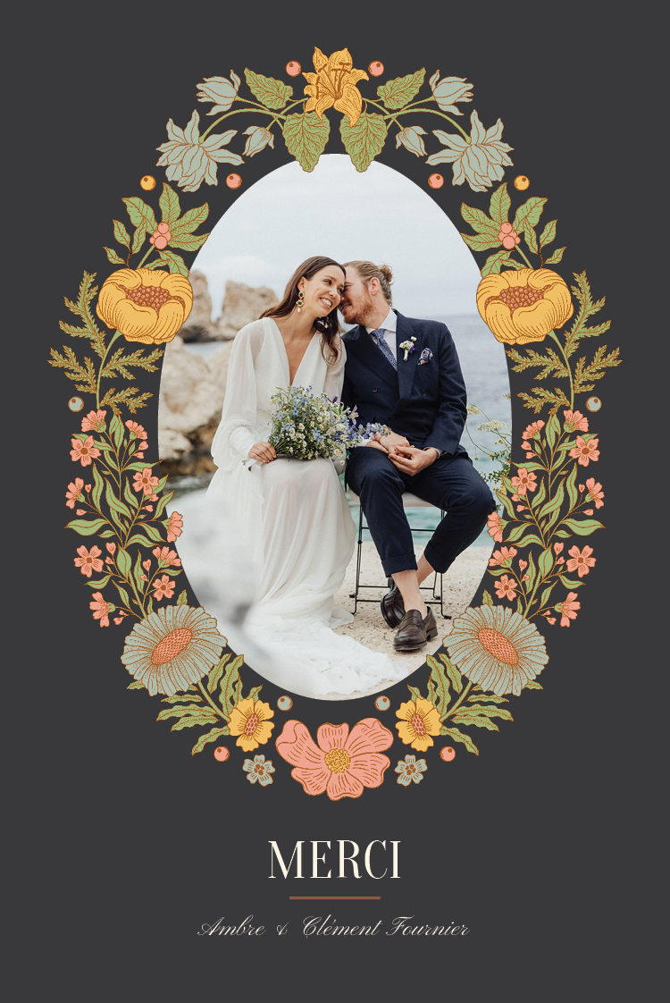 Carte de remerciement — Romance botanique