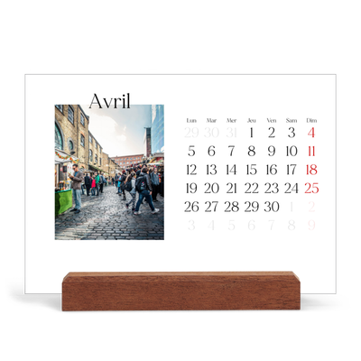 Calendrier de bureau support bois - paysage   — Mon carnet de voyage [Avril]