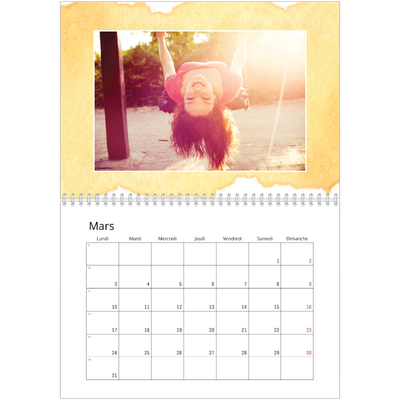 Calendrier photo A4 double (30 x 40 cm) — Effet aquarelle [Mars]