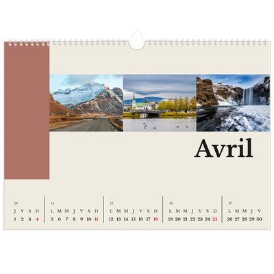 Calendrier photo A3 — Vues du monde [Avril]