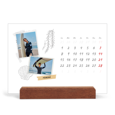 Calendrier de bureau support bois - paysage   — Esprit scrapbook [Février]