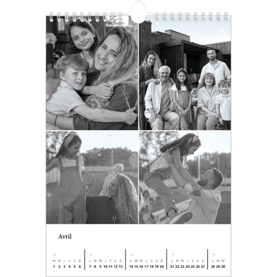 Calendrier photo A5 — Noir et blanc élégant [Avril]