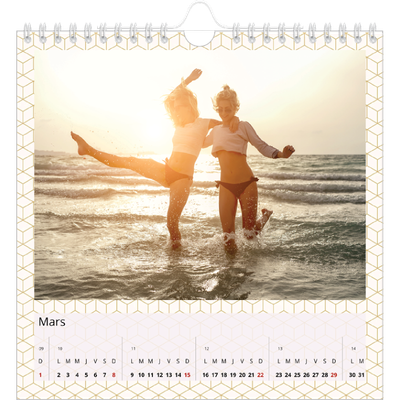 Calendriers annuels carré — Céleste dorée [Mars]