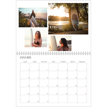 Calendrier photo A4 double — Surf & couchers de soleil