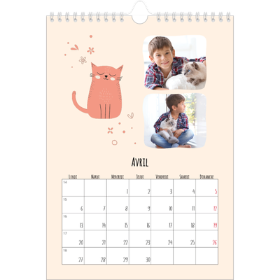 Calendrier photo A4 (20 x 30 cm) — Pattes de chat et gribouillis [Avril]