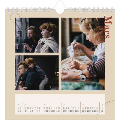 Calendriers annuels carré — Texte asymétrique [Mars]