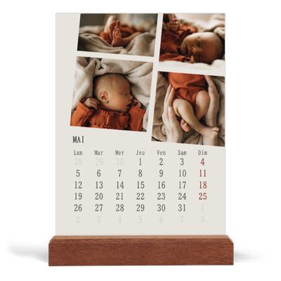 Calendrier de bureau support bois - portrait  — Souvenirs en mouvement [couverture]