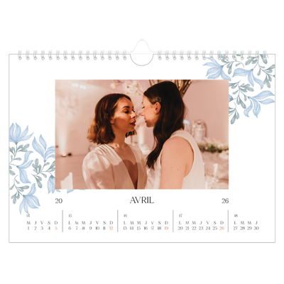 Calendrier photo A4 — Romance en bleu et blanc [Avril]