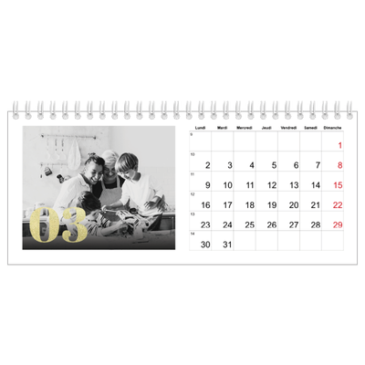 Calendrier de bureau — Larges numéros brillants [Mars]